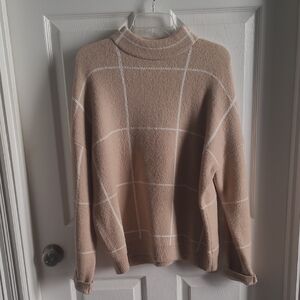 Cozy Tan Grid Pattern Sweater